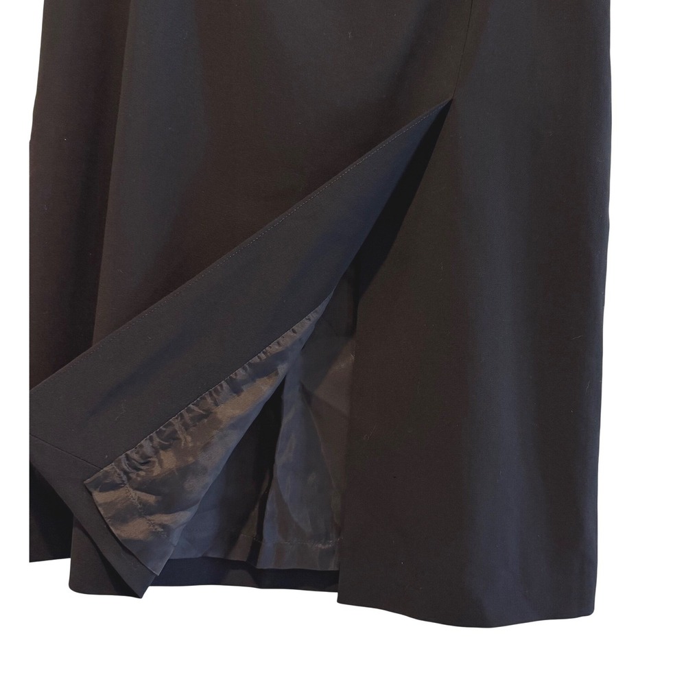 Giorgio Armani Black Wool Midi Skirt Size 42 Made in Italy Side Zip Slit - Picture 2 of 6